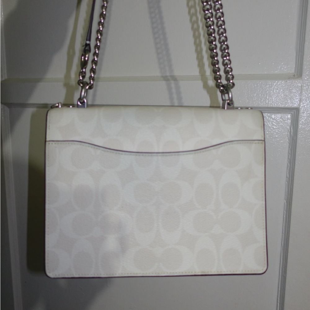 Coach Cream Shoulder Bag with Silver Accents - Picture 3 of 5